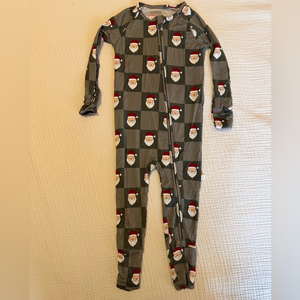 Forever French Santa Print Green Romper